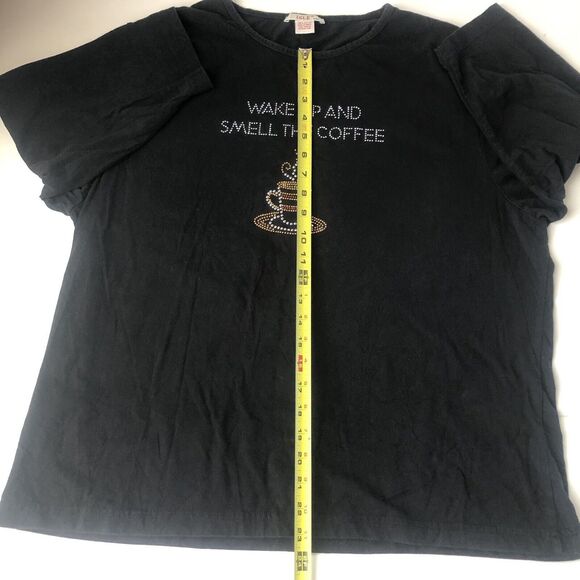 Wake Up and Smell the Coffee 3/4 Sleeve Tee Shirt Women s XXL Black - Picture 7 of 9
